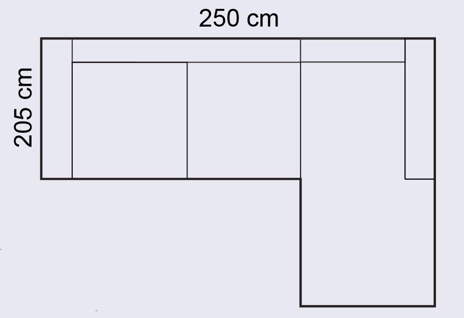 Mocca avokulmasohva 250cm, tummanharmaa