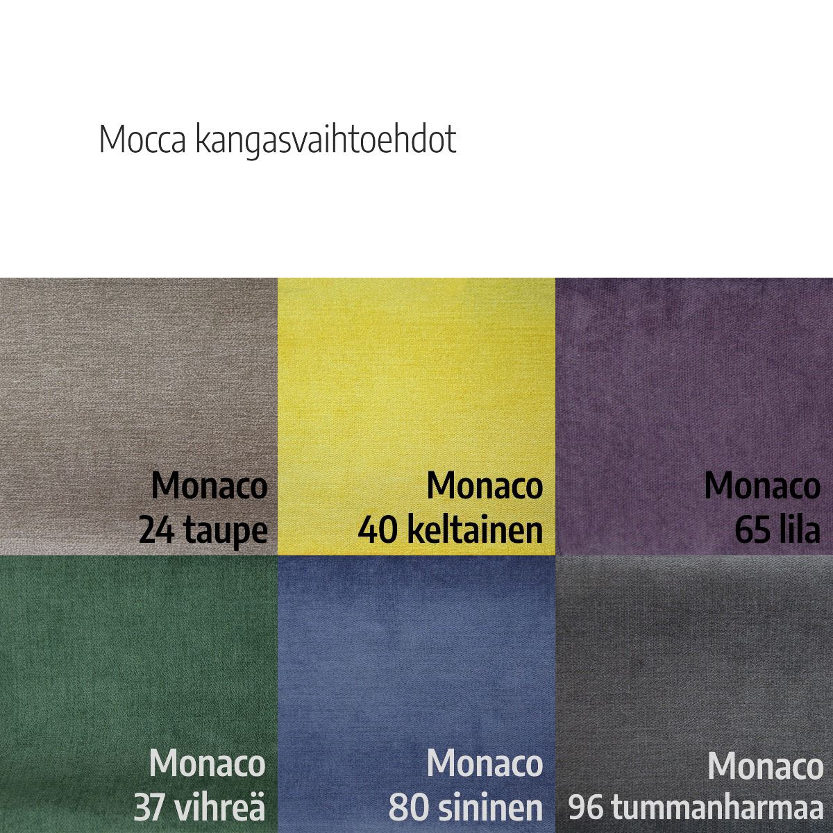 Mocca divaanisohva, eri värejä