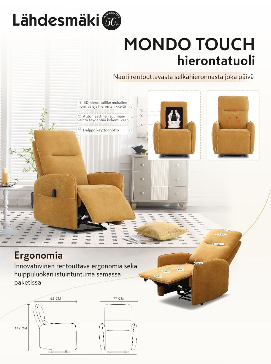 Mondo Touch hierova mekanismituoli, harmaa