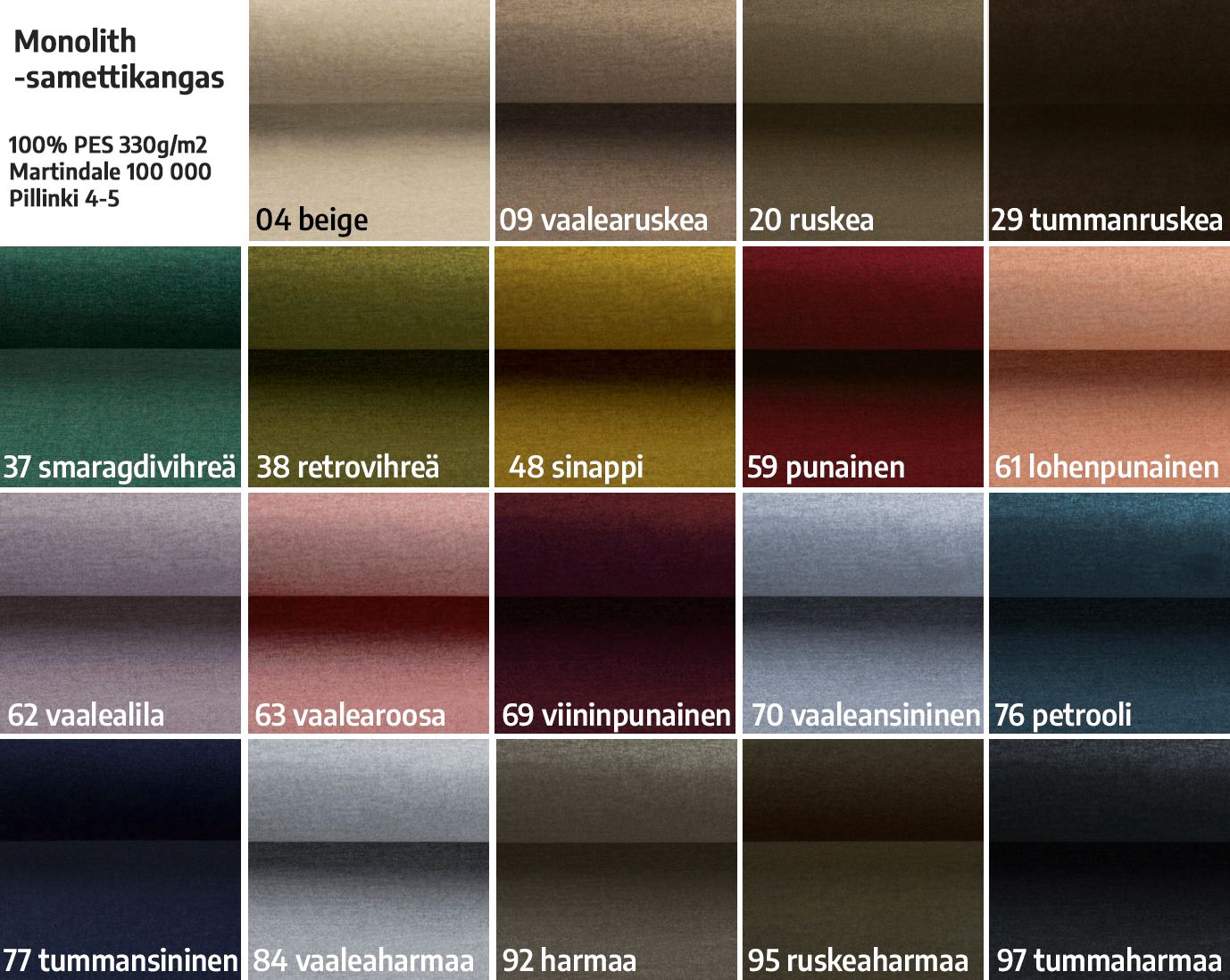 Howard samettisohva 3-istuttava, eri värejä