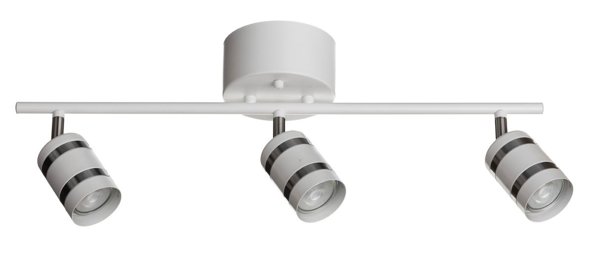 Mons-3 on tyylikäs mattavalkoinen spottivalaisin, jonka runkoa täydentävät satiininväriset yksityiskohdat. 