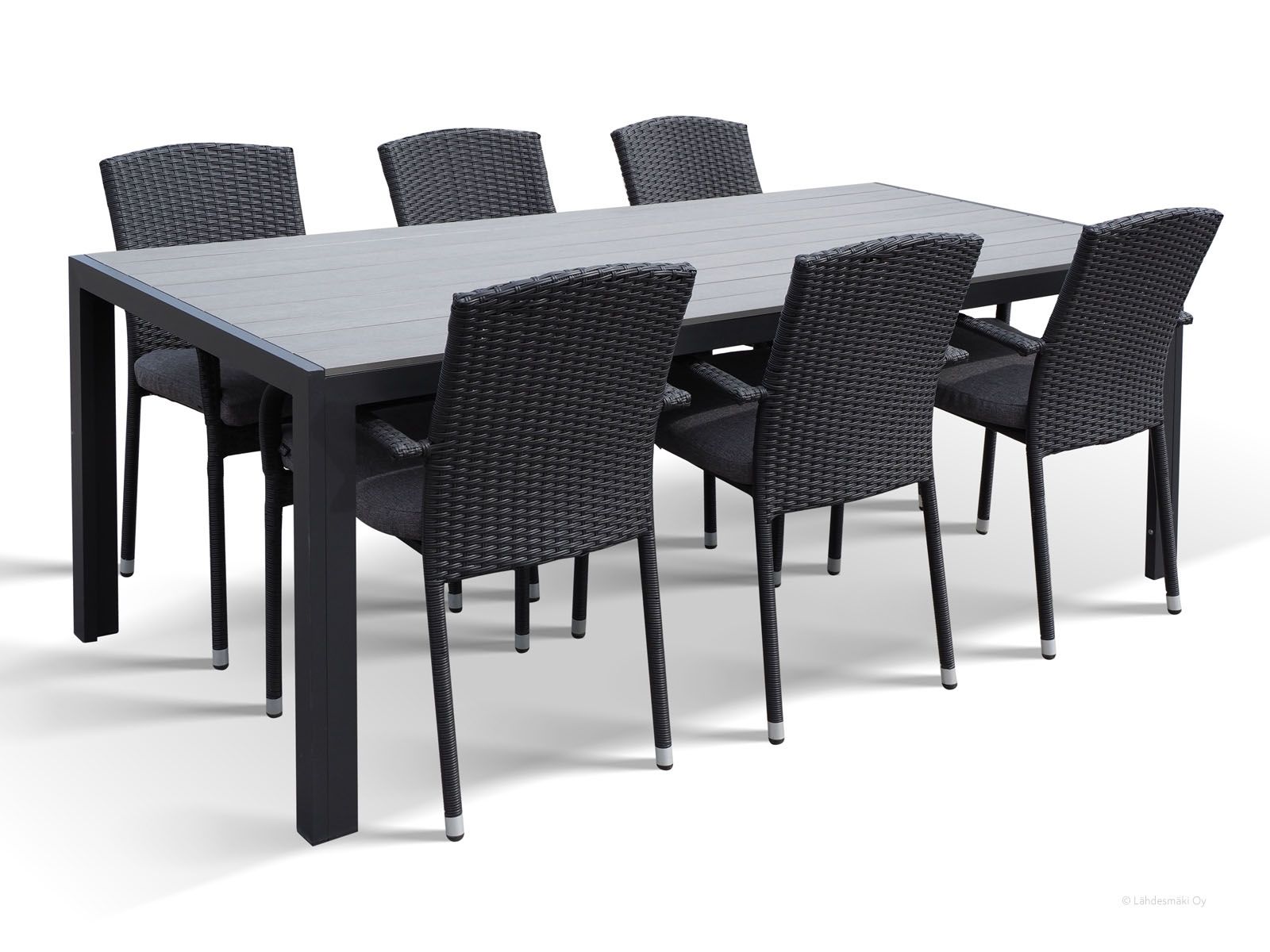 Moonlight ruokapöytä 90x205cm, musta/harmaa