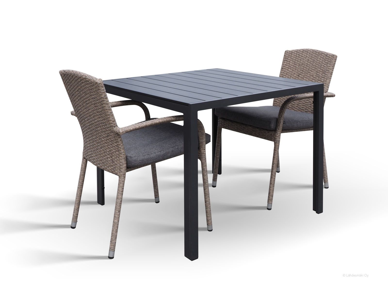 Moonlight 90x90 terassipöytä + tuolit (luonnonväri)