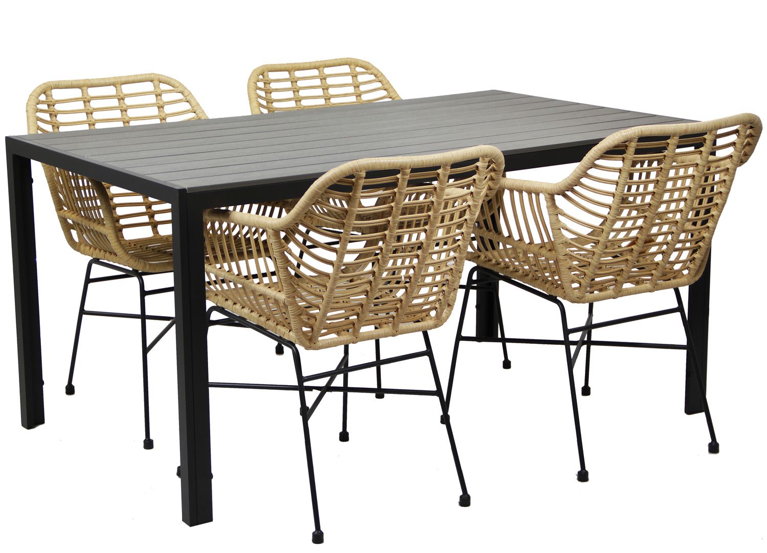 Moonlight 150 cm pöytä ja Amanda polyrottinkituolit