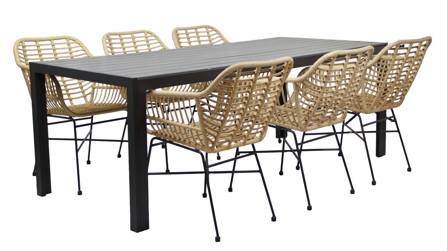 Moonlight 205 cm ja kuusi Amanda tuolia