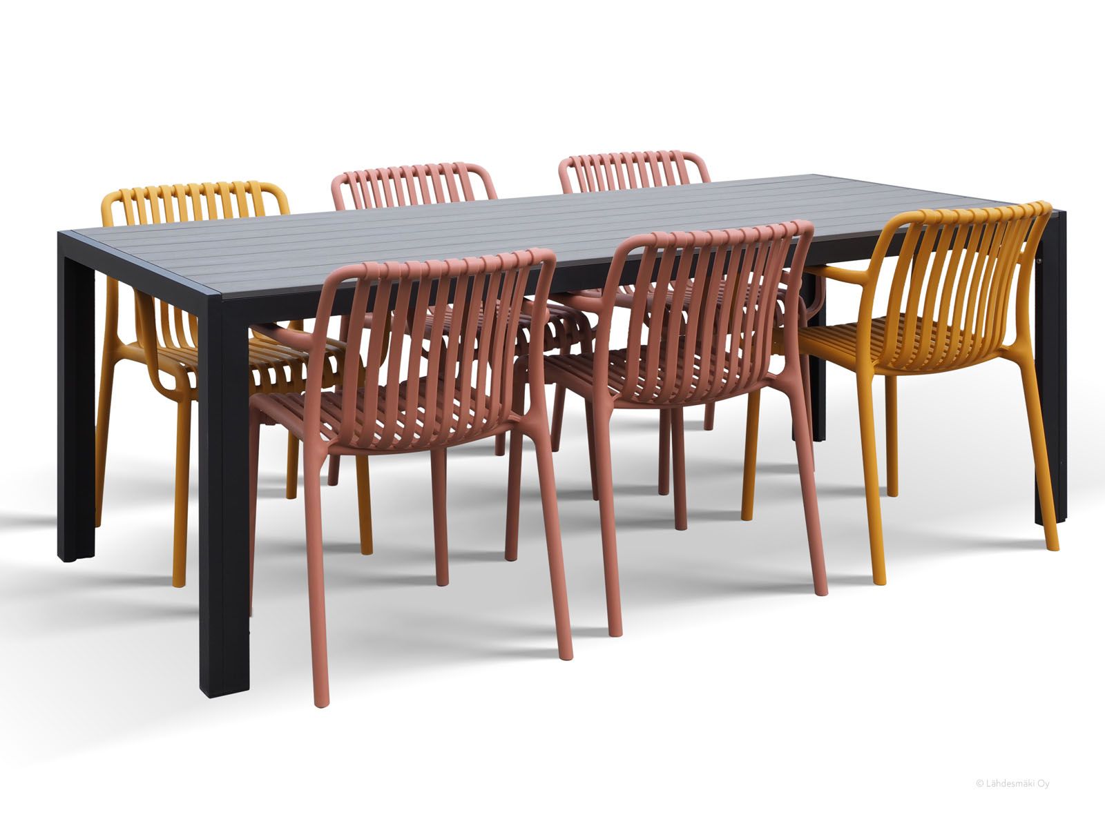 Moonlight ruokapöytä 90x205cm, musta/harmaa