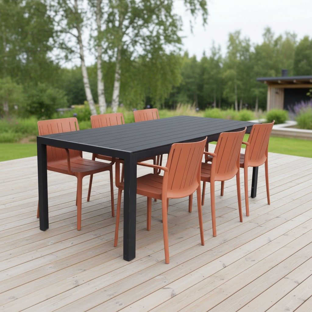 Moonlight terassipöytä + 6 Tiffany tuolia