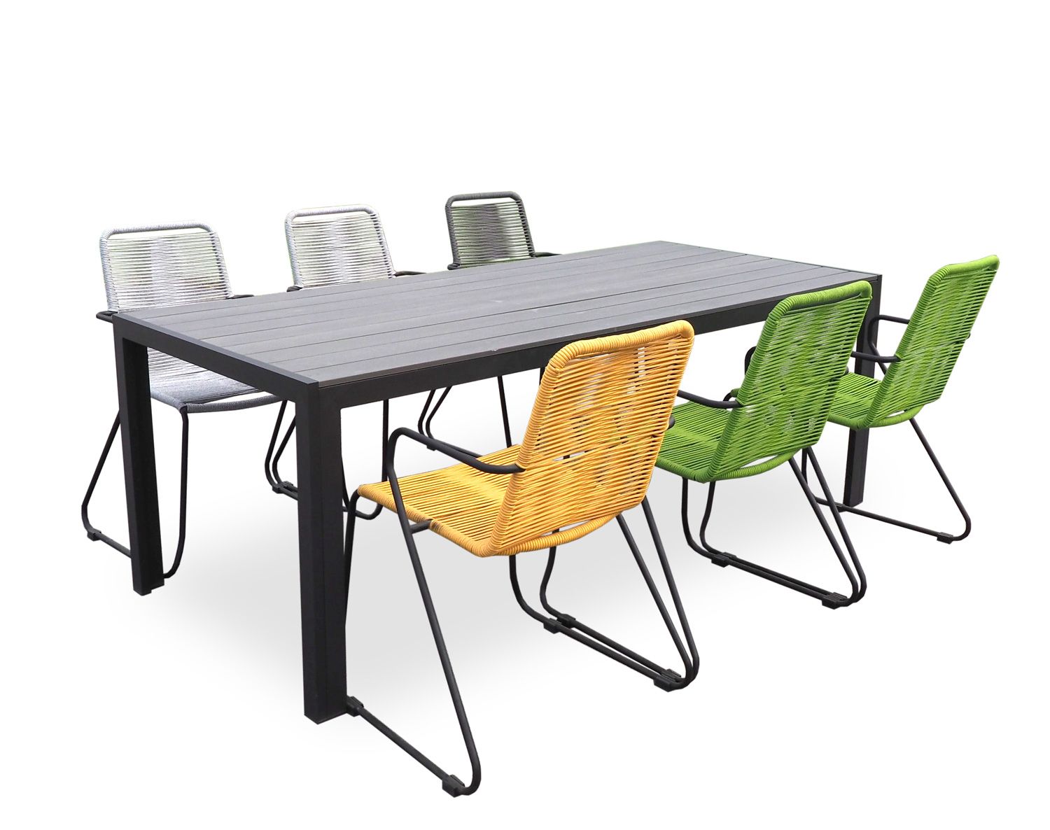 Moonlight pöytä 205 cm + 6 Ibiza tuolia