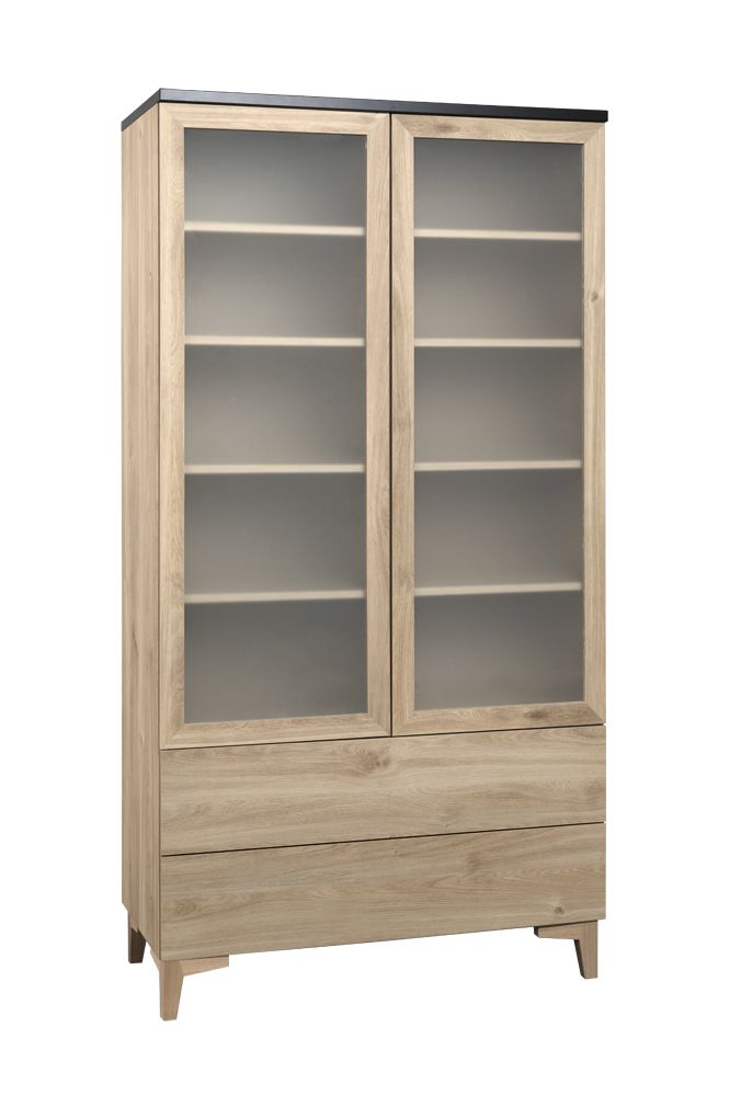 Hiipakka Niklas korkea vitriini, laatikoilla