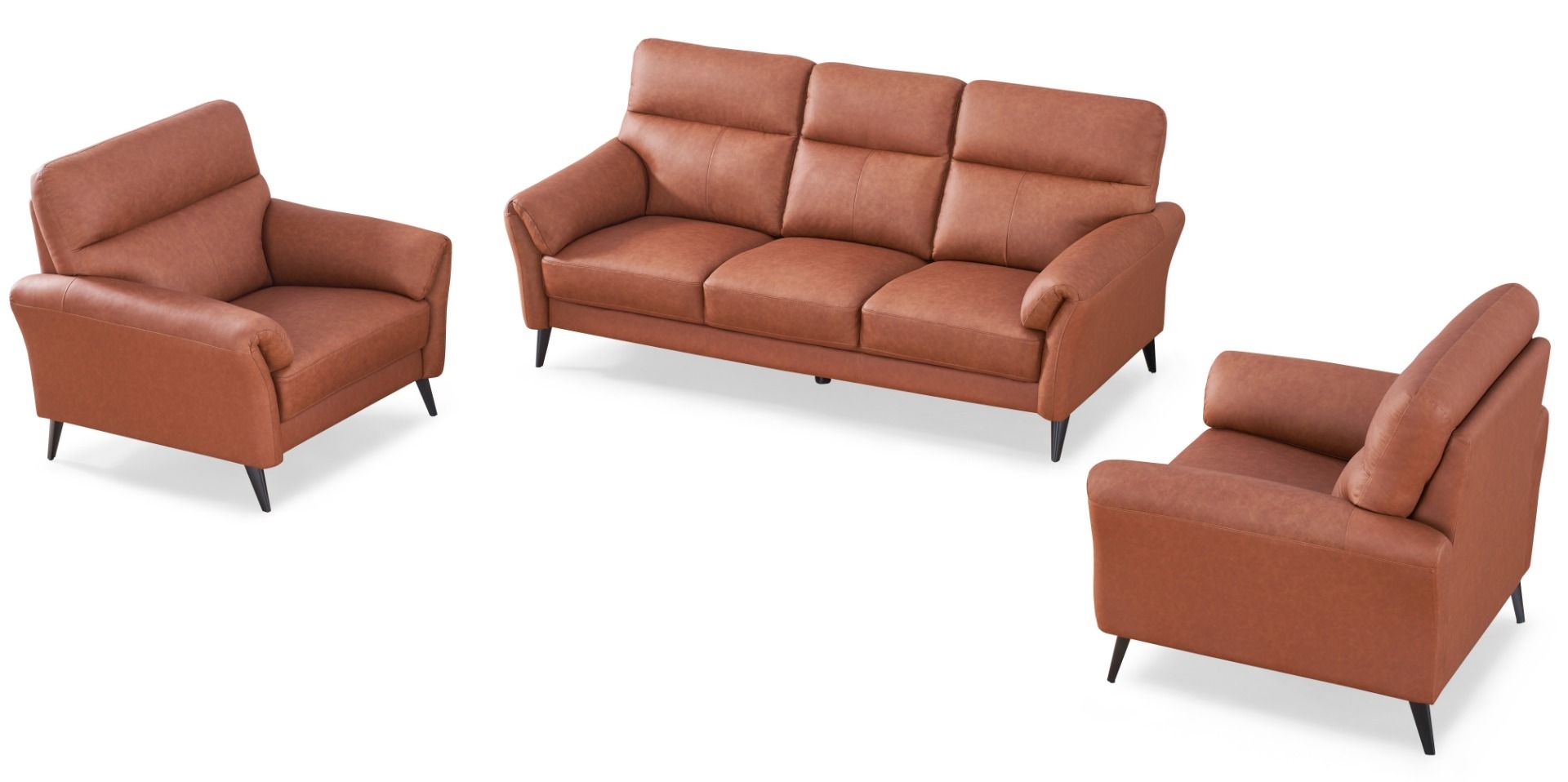 Napoli 3+1+1 sohvakalusto nahkaa, ruskea