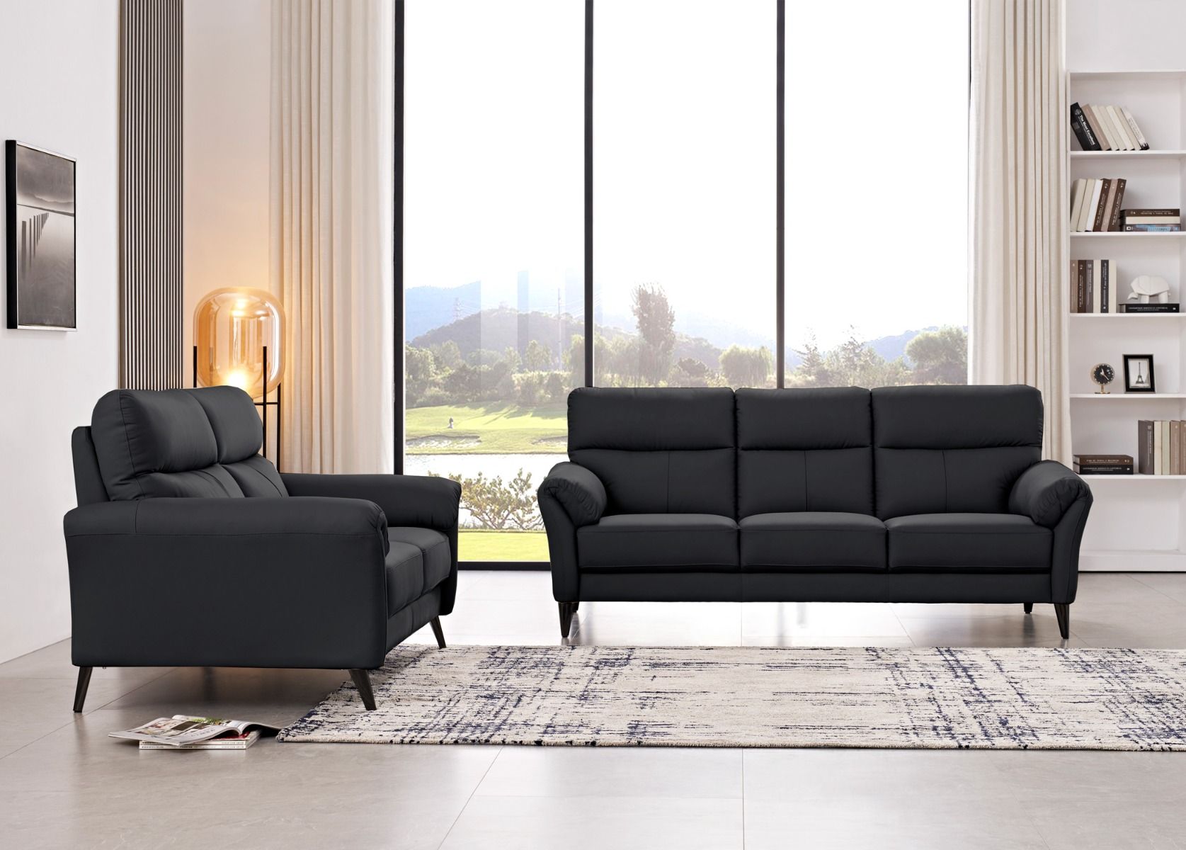 Napoli sohvakalusto 3+2, musta nahka