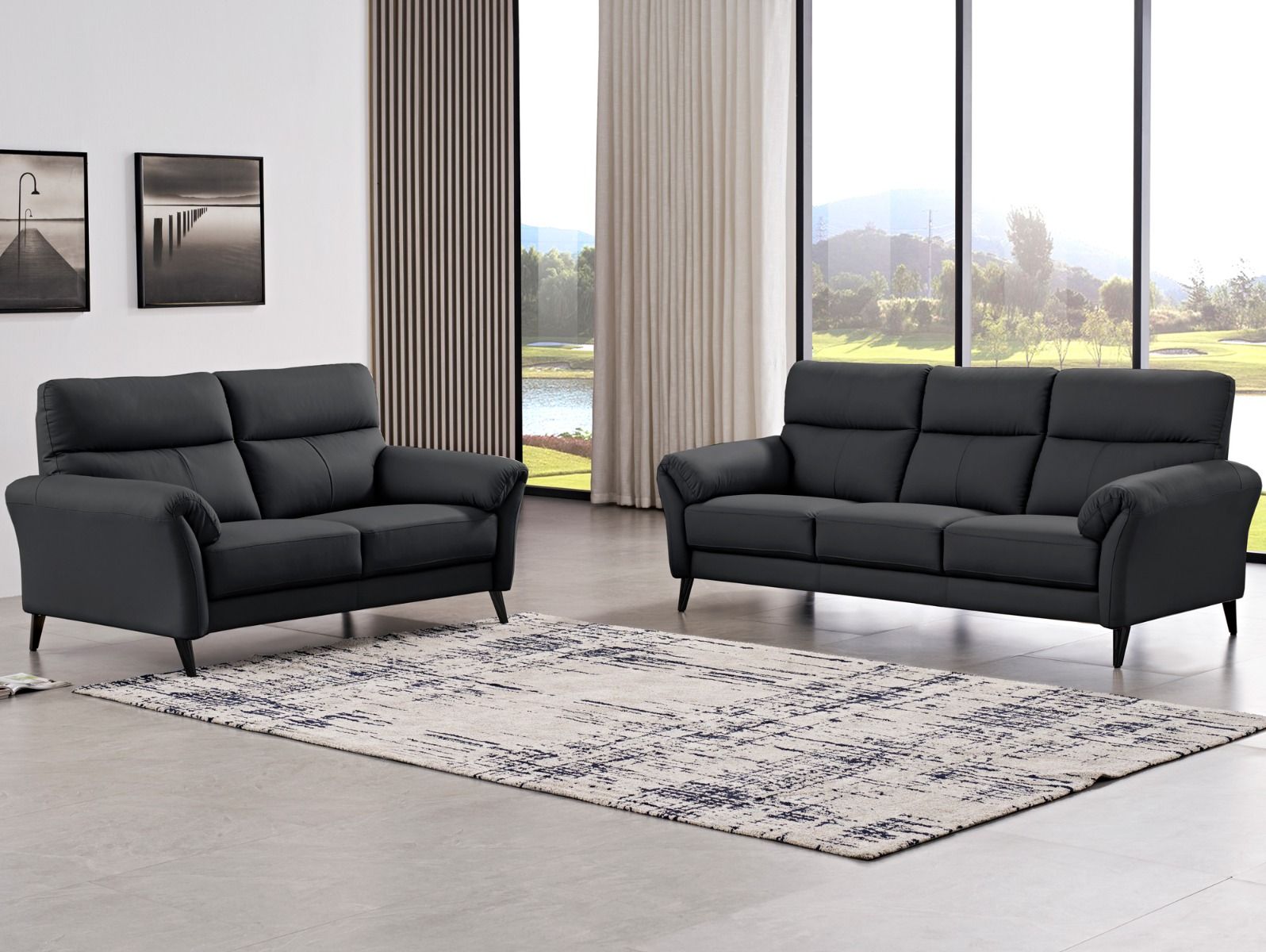 Napoli 3-ist nahkasohva, musta