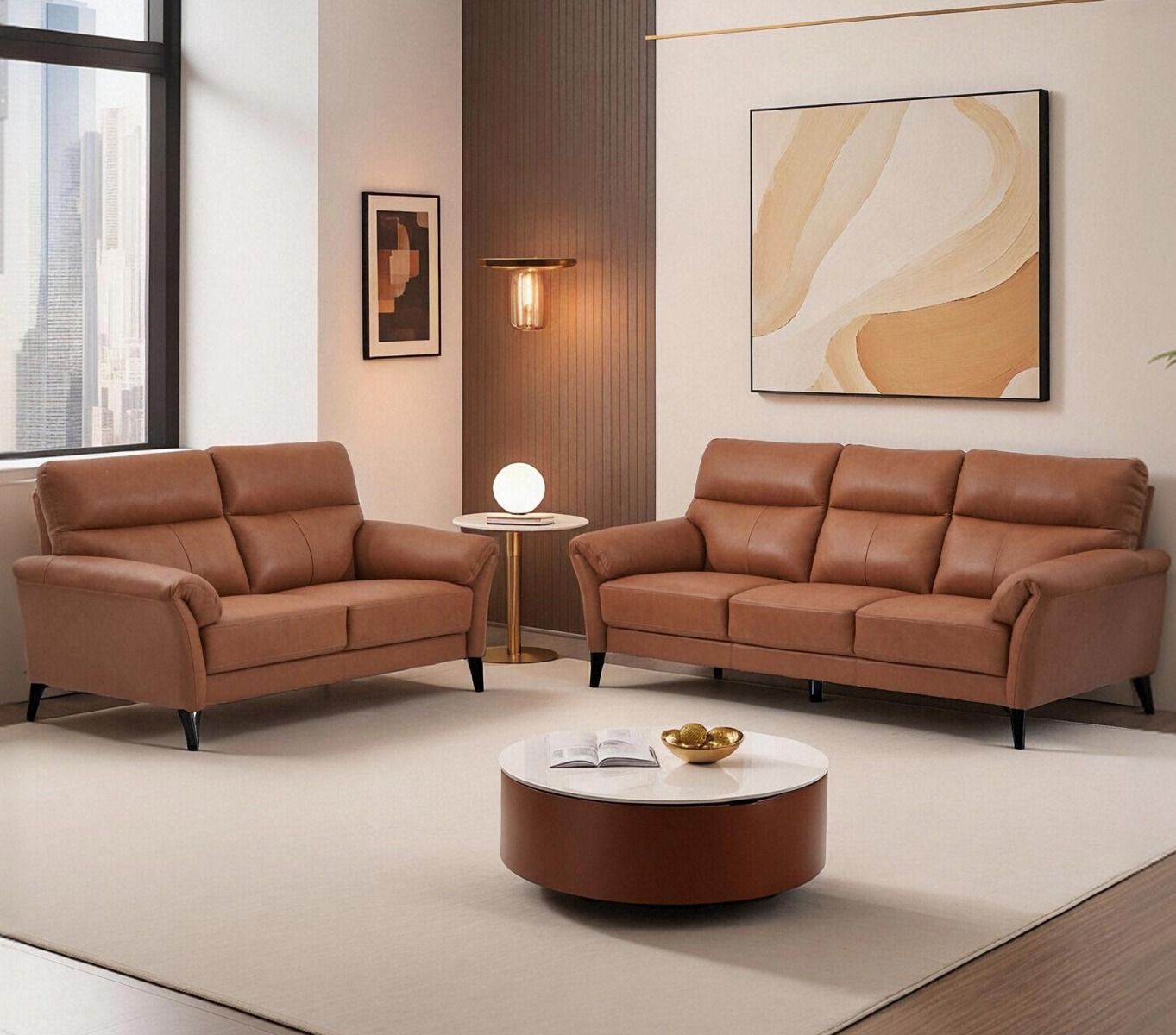 Napoli ruskea nahkasohvakalusto 3+2