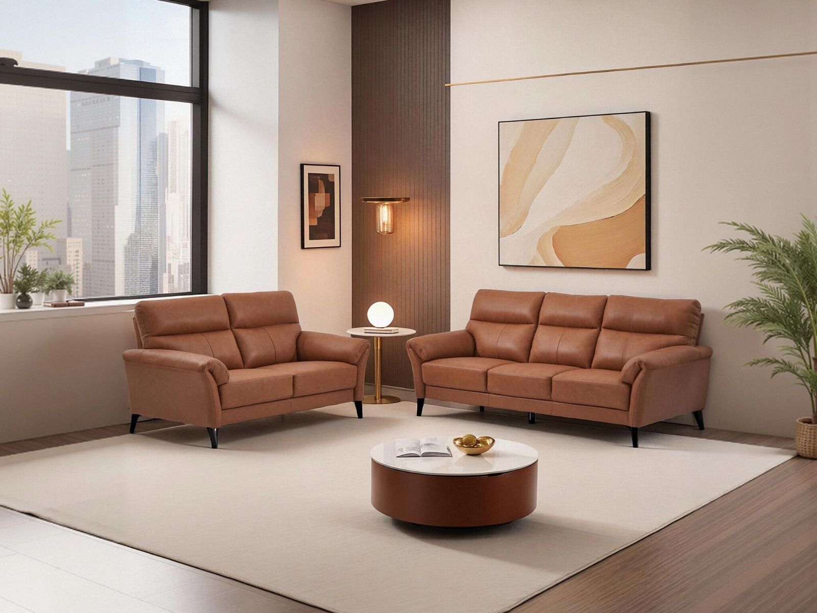 Napoli sohvakalusto 3+2, ruskea nahka