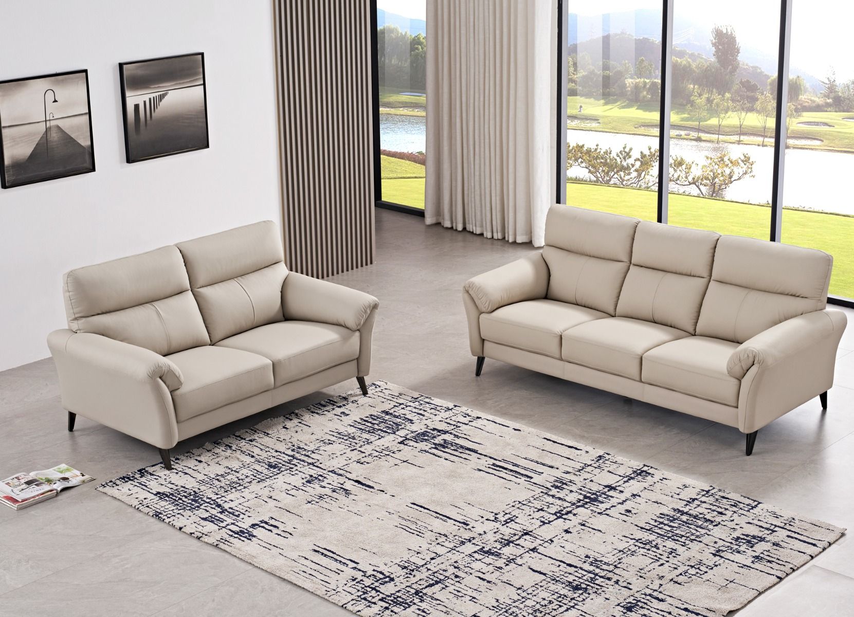 Napoli sohvakalusto 3+2, taupe nahka