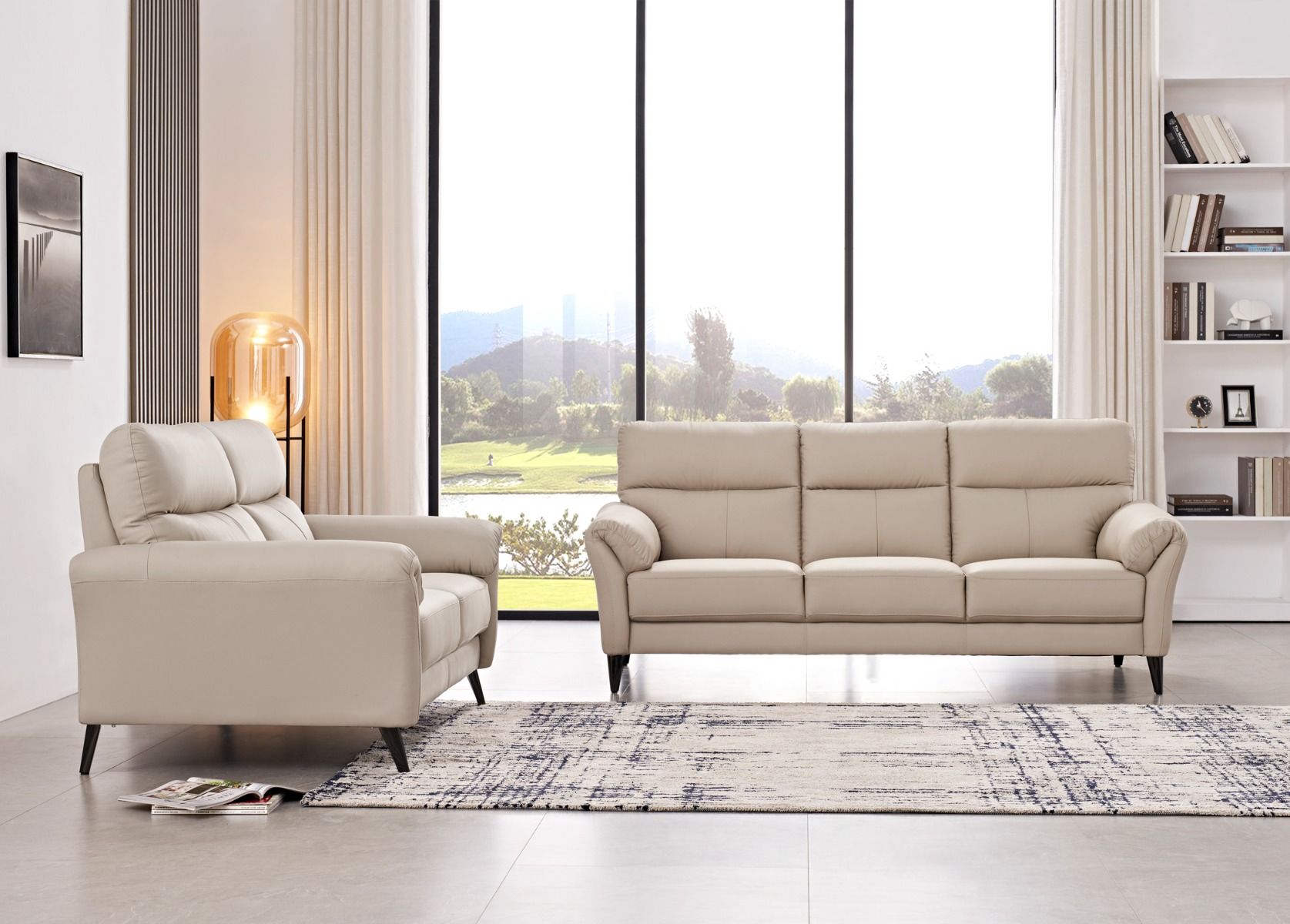 Napoli sohvakalusto 3+2, taupe nahka