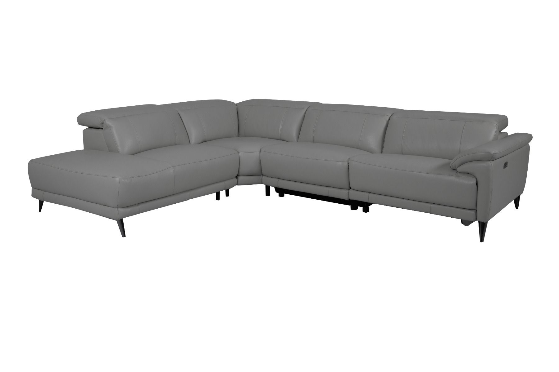 Napue Luxus kulmasohva mekanismeilla, harmaa nahka