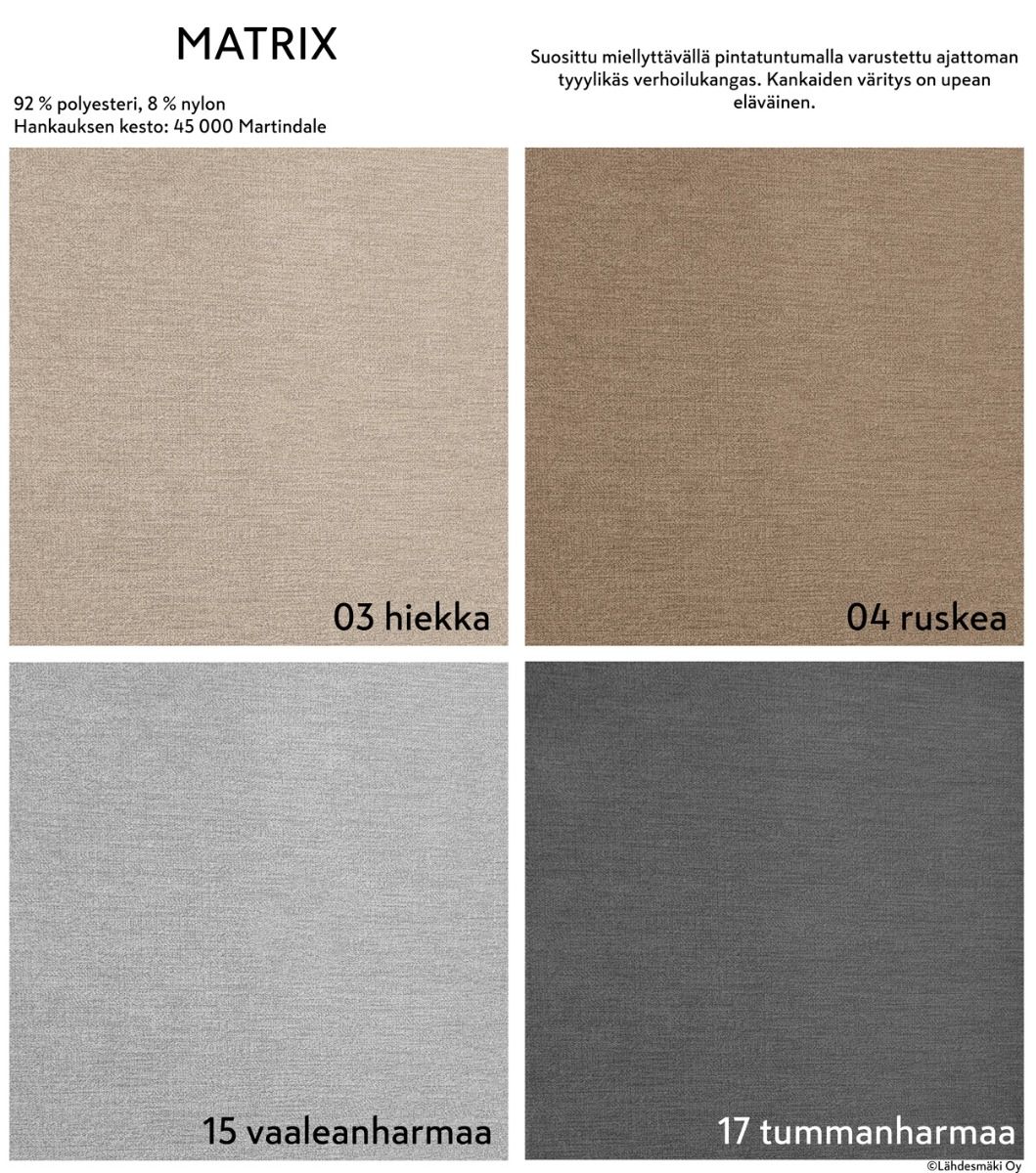 Neiser Toscana avokulmasohva, eri värejä