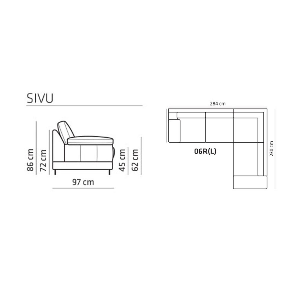 Neiser Nemo avokulmasohva, musta