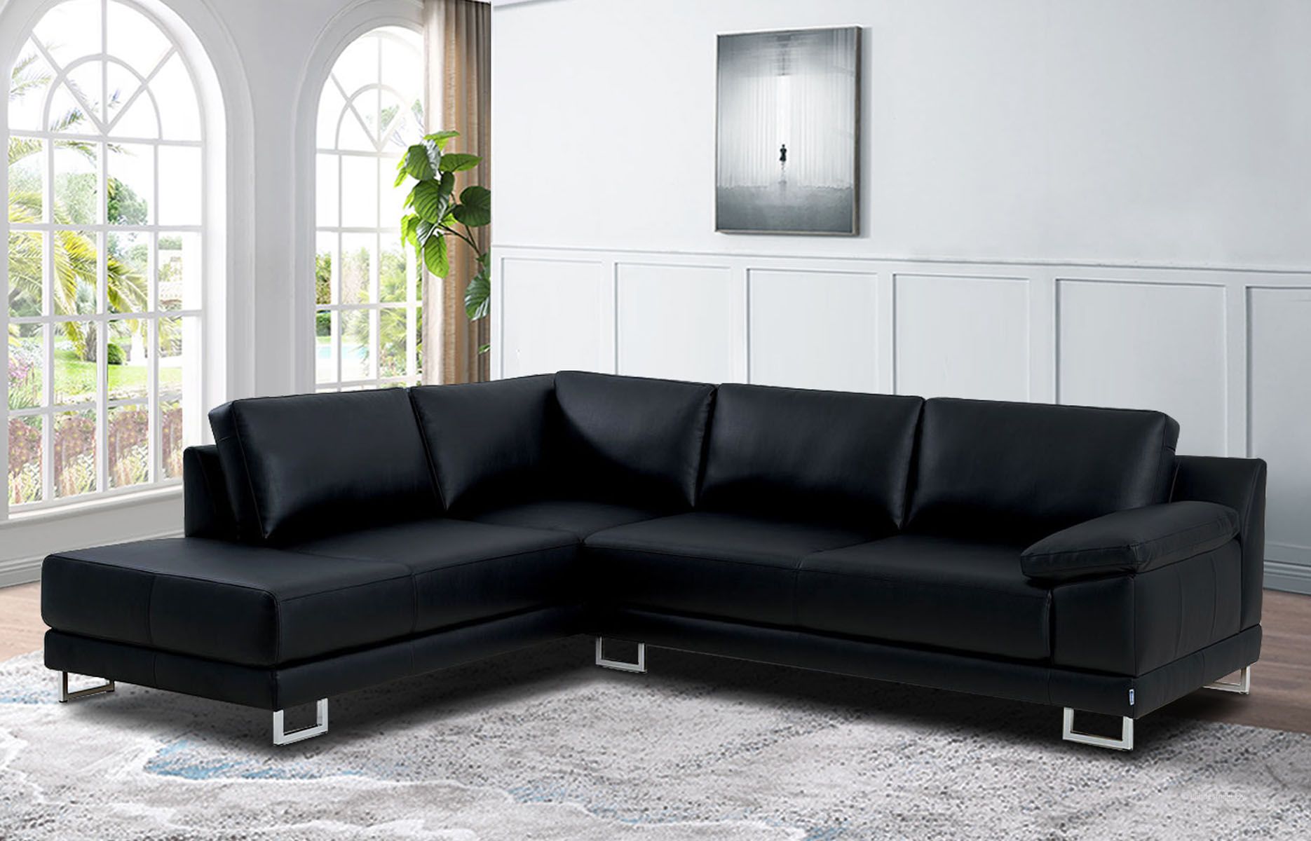 Musta nahkainen kulmasohva Neiser Nemo
