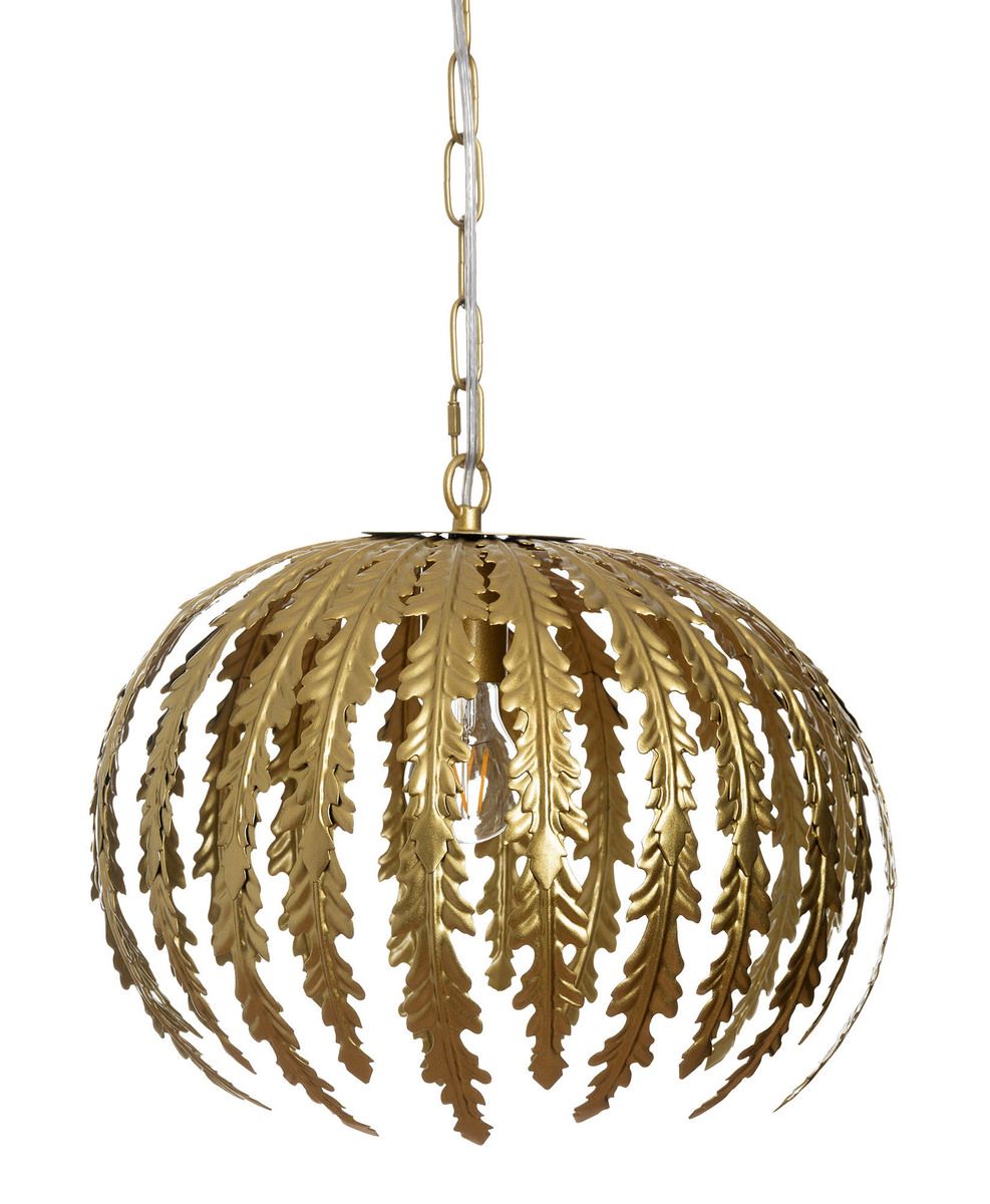 Nertta-kattovalaisin on näyttävä ja koristeellinen valaisin, joka toimii samalla sisustuselementtinä. Valaisimen muotoilu muistuttaa kasvin tai palmun lehtiä, jotka kaartuvat alaspäin kupumaisesti. Metalliset lehdet ovat kullanvärisiä, mikä tuo valaisimee