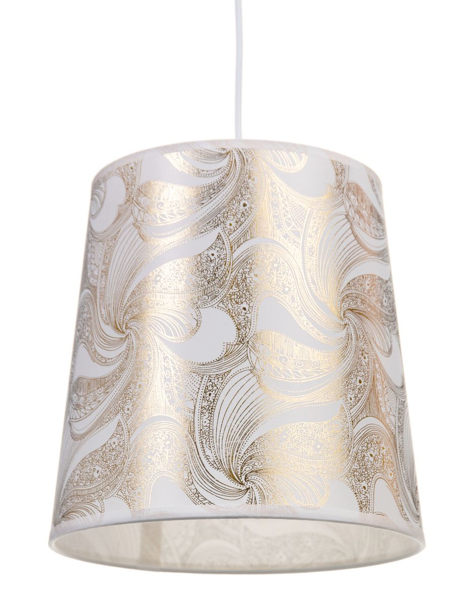 Nessa kangasvalaisin. valkoinen jossa kultaisella kuviointia