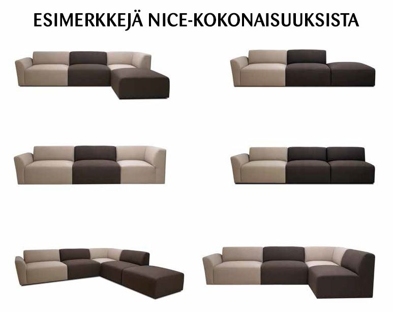 Tropez moduulisohvan kulmaosa, eri värejä