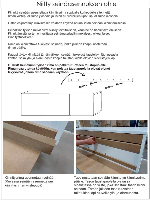 LM Ojala Niitty seinään asennettava ovikaappi Nro4, eri värejä