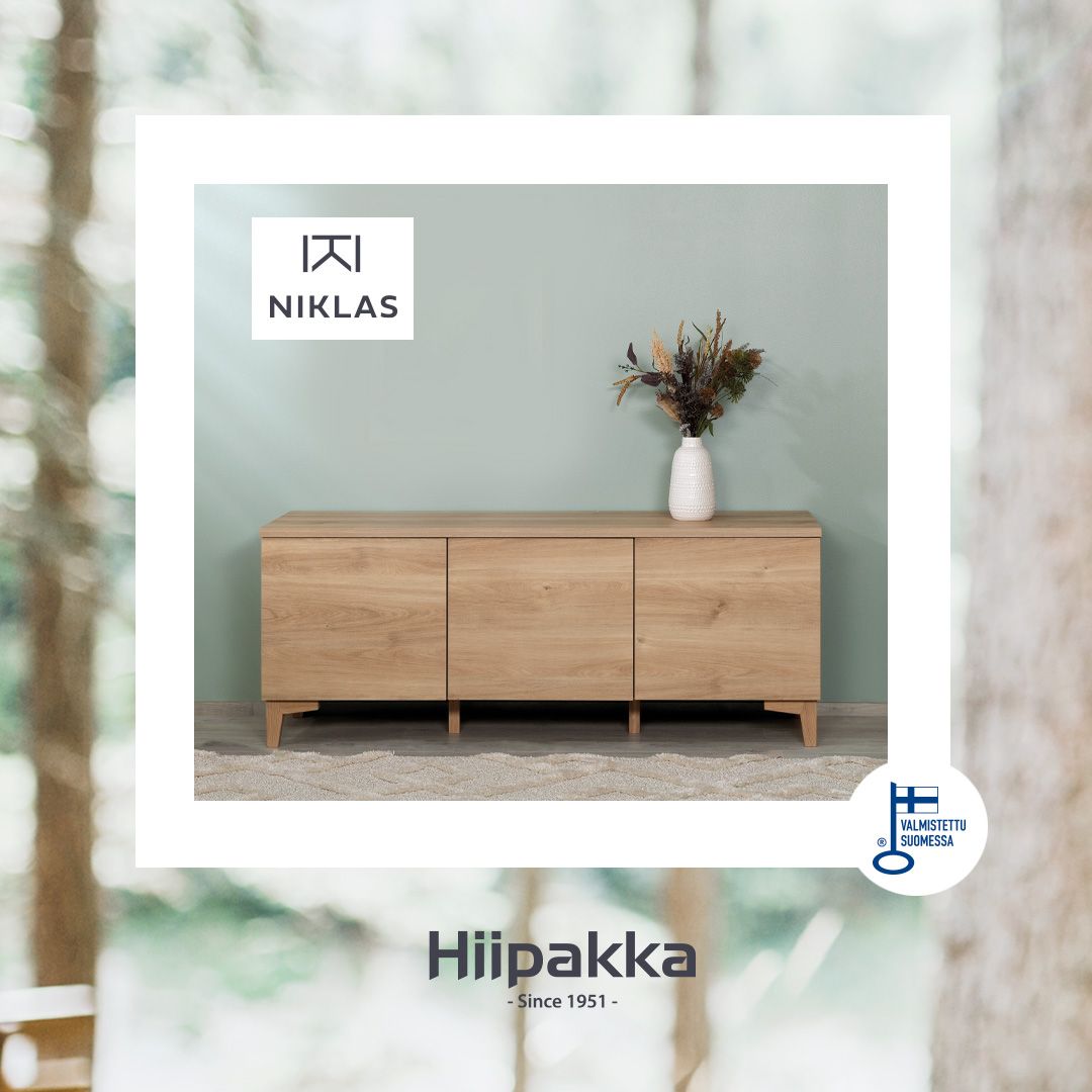 Hiipakka Niklas tv-taso 150 cm, umpiovilla ja laatikoilla