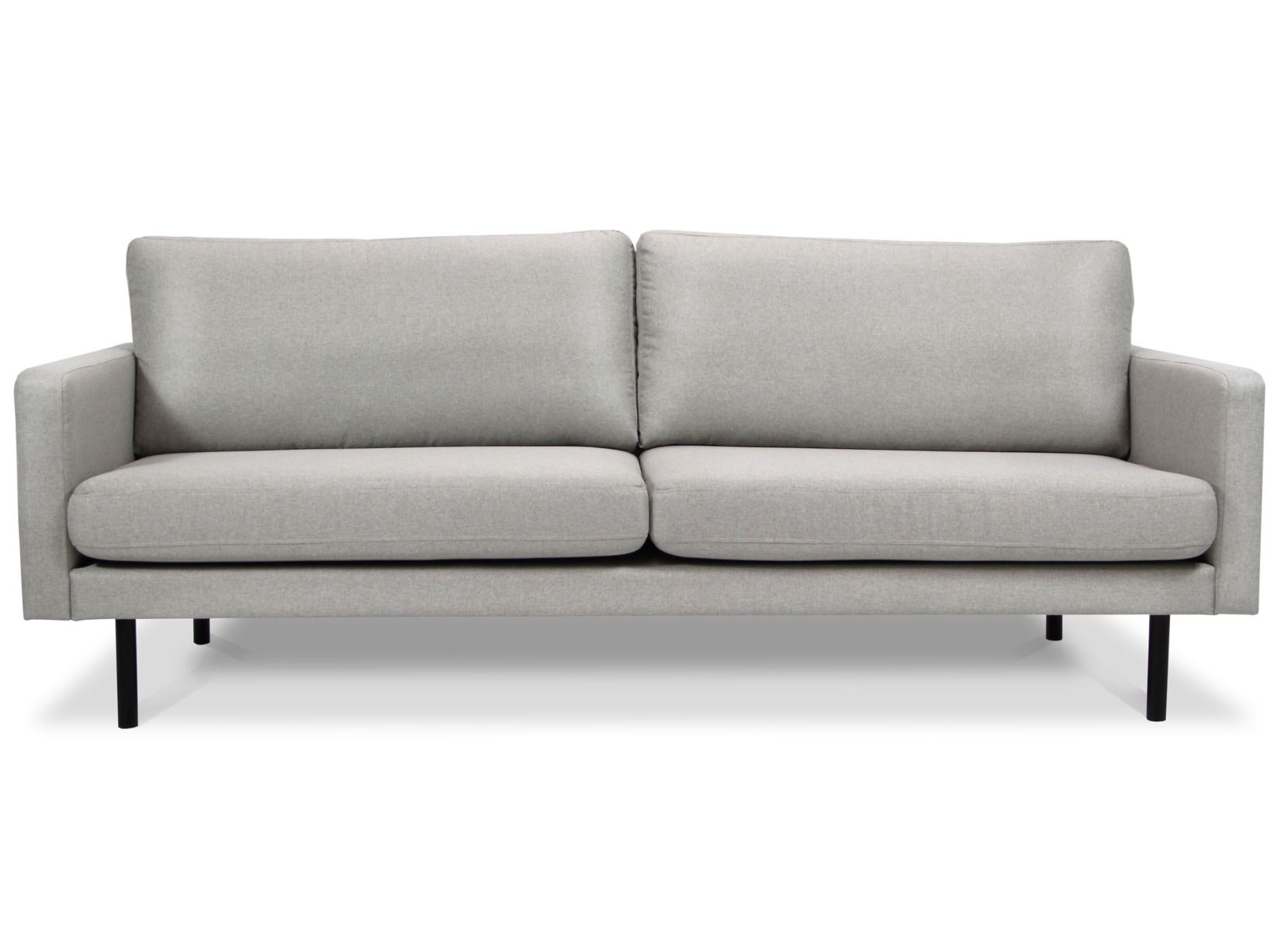 Vaaleanharmaa kolmenistuttava sohva