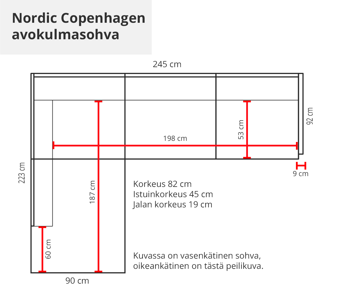 Nordic Copenhagen avokulmasohva, konjakinruskea