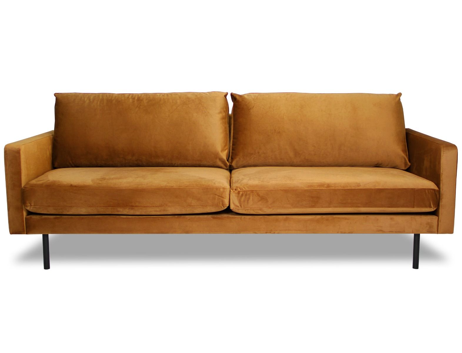 Kuparin värinen samettisohva