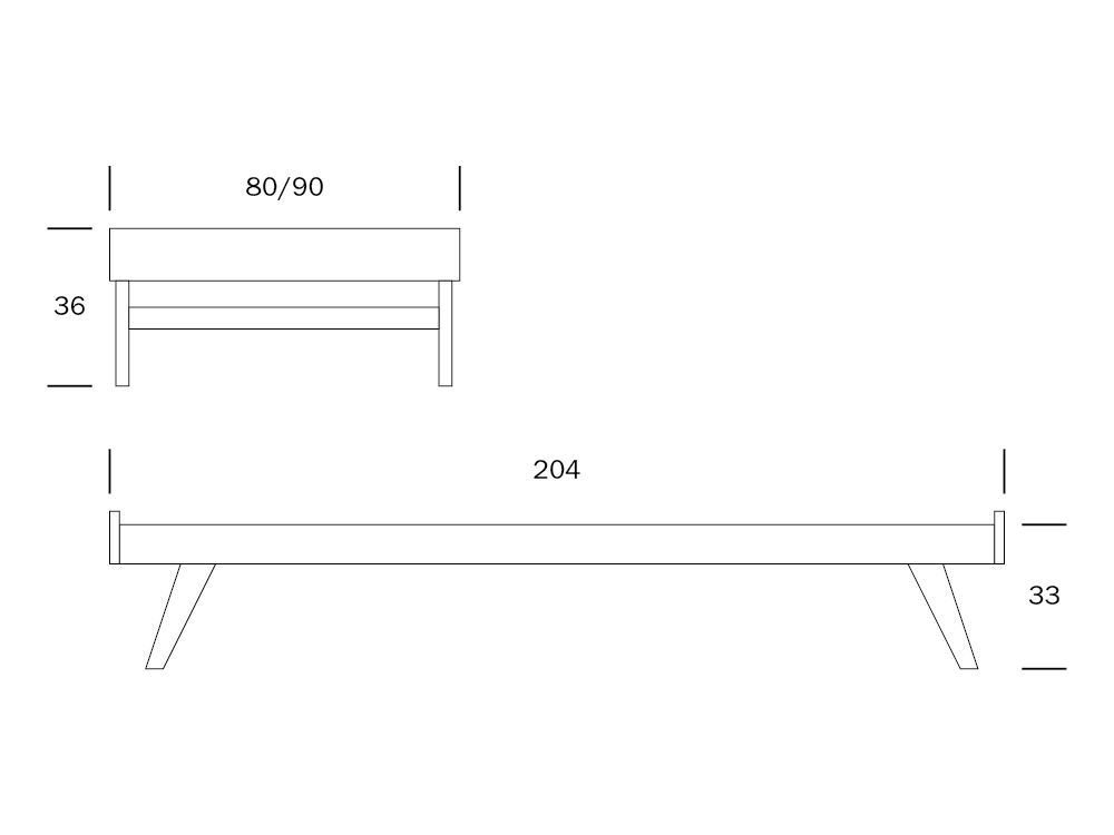 Notte runkosänky, valkoinen eri kokoja