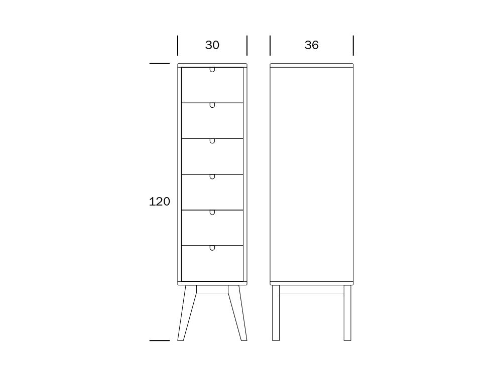 Notte korkea lipasto, koivu