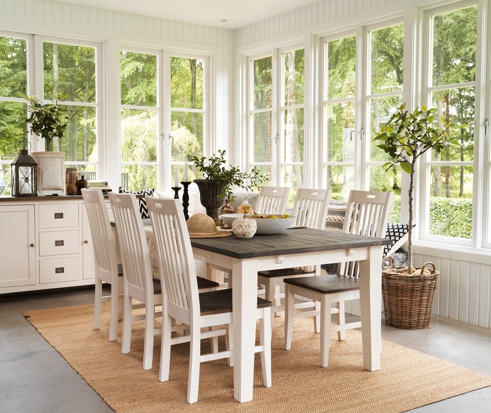 Rowico Nottingham ruokapöytä 100x200, valkoinen