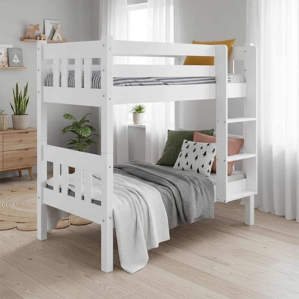 Nukkumatti pieni kerrossänky 70x155, valkoinen