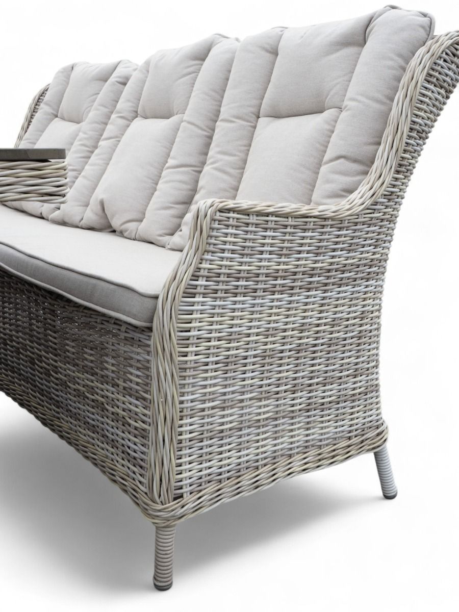 Osborne 3-istuttava polyrottinkisohva, vaaleanharmaa