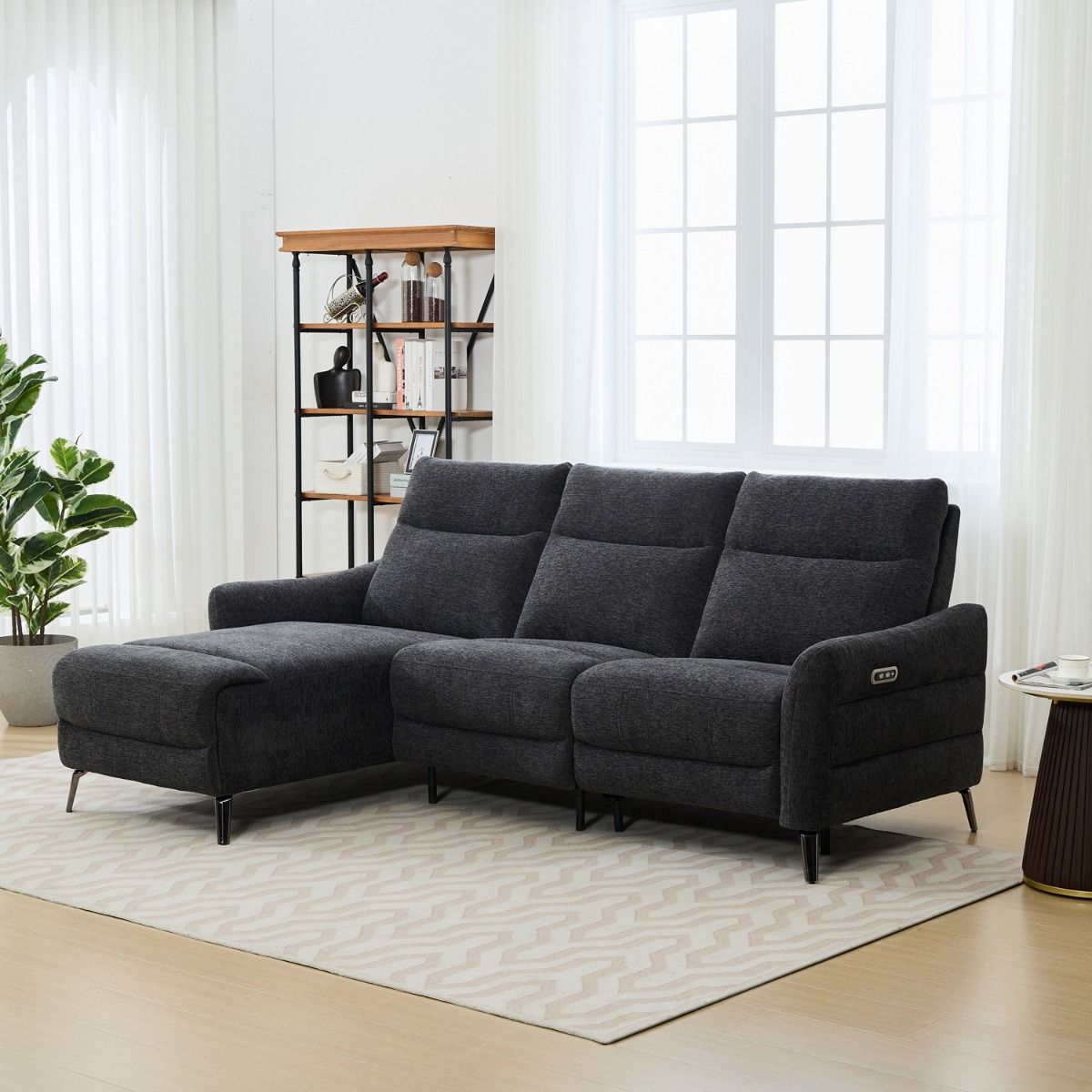 Oscar tummanharmaa divaanisohva sähkömekanismeilla