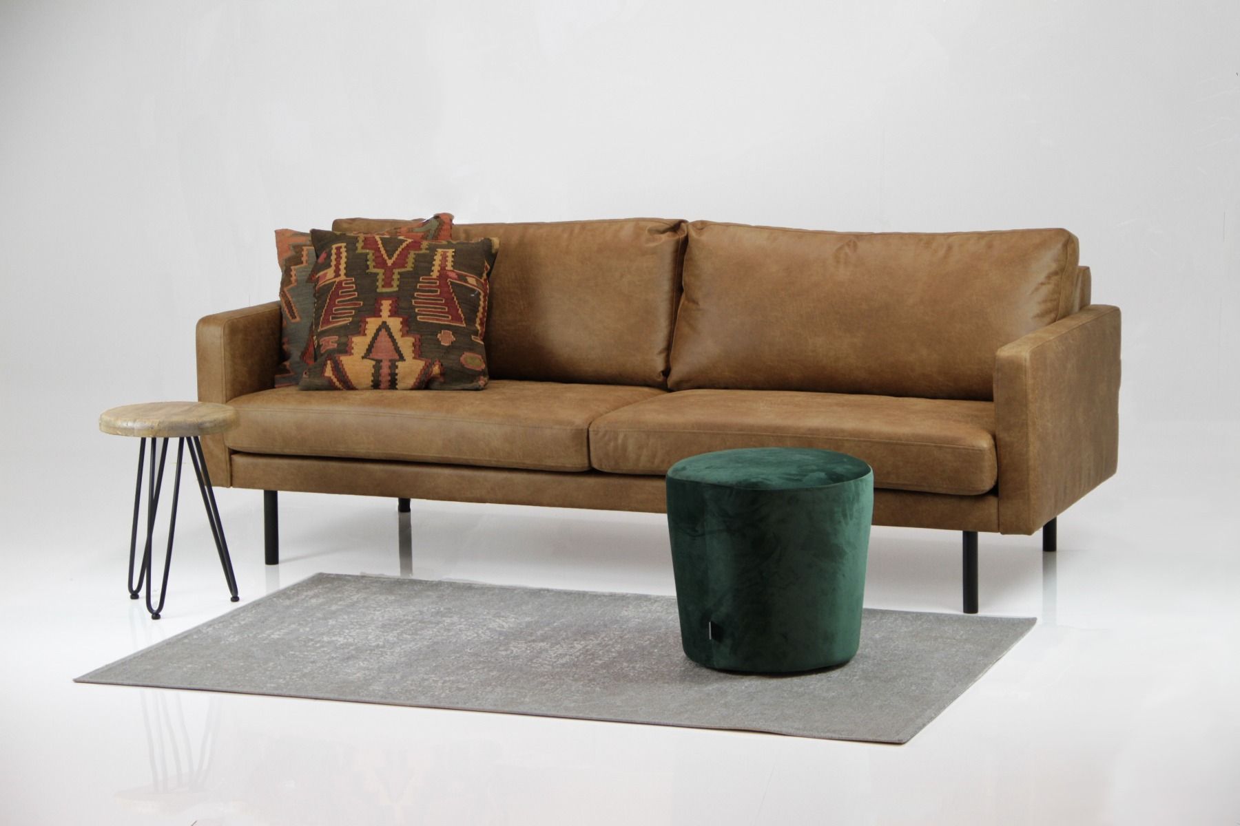 Nordic Copenhagen XL 3-ist nahkasohva 216cm, konjakki