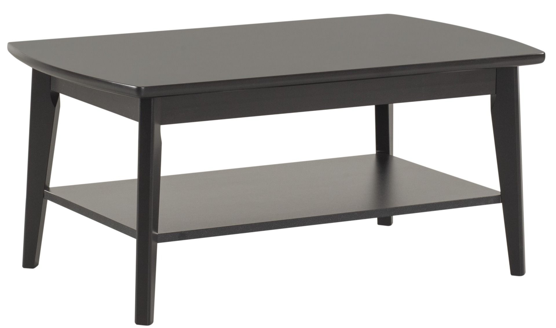 Musta sohvapöytä alatasolla, koko 60x100cm.