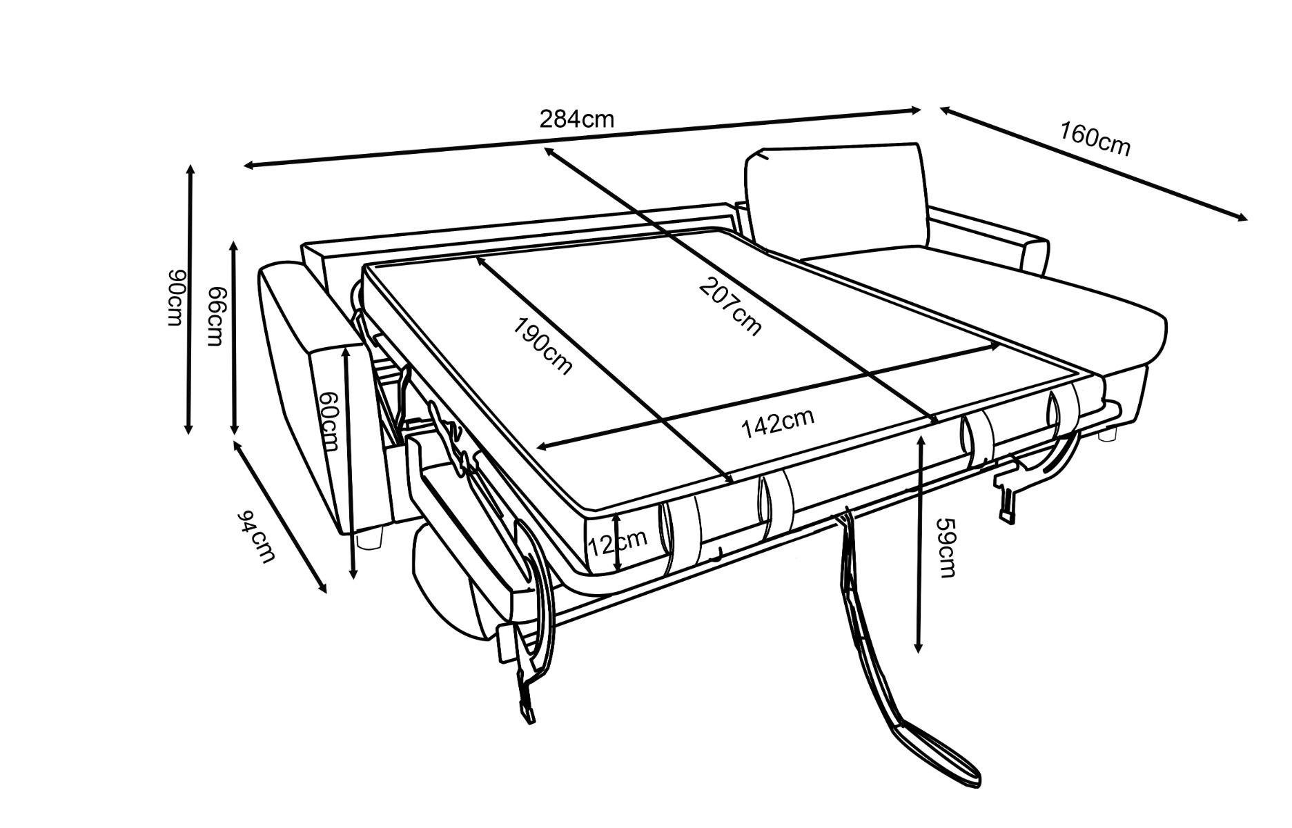 Pallas vuodesohva divaanilla, leveys 284cm!