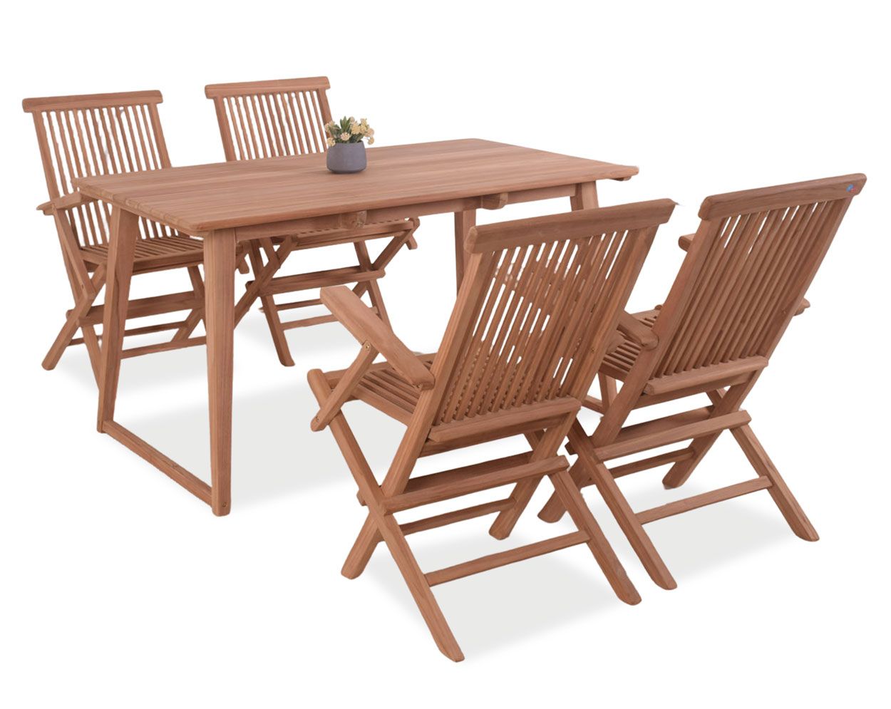 Patmos ruokapöytä + 4 Bermunda tuolia, tiikkiä