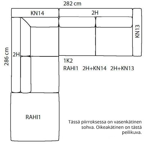 Unico Piazza avokulmasohva, eri värejä