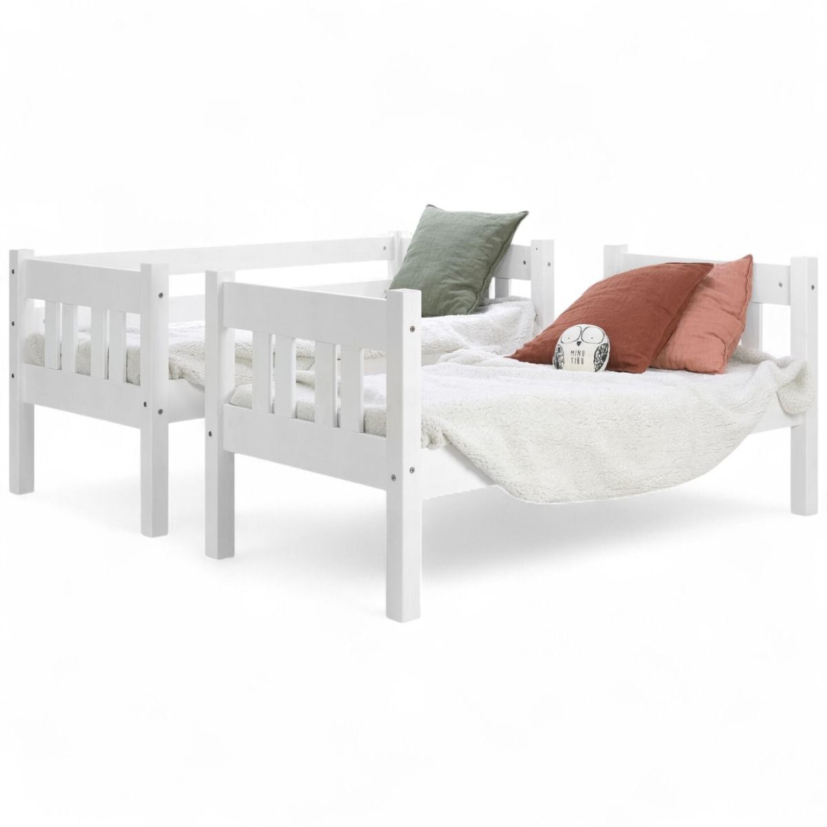 Nukkumatti pieni kerrossänky 70x155, valkoinen