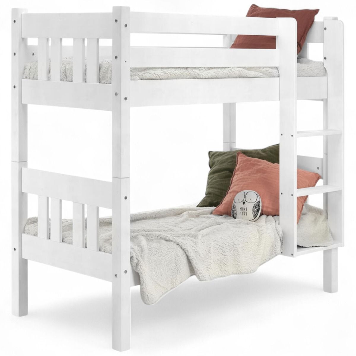 Nukkumatti pieni kerrossänky 70x155, valkoinen