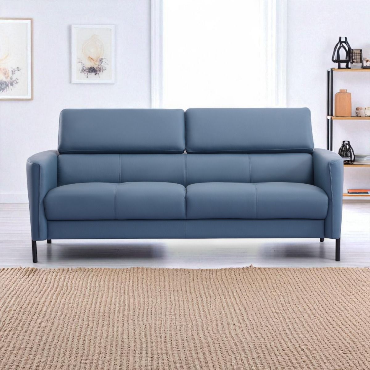Pisa sininen nahkasohva 3-ist