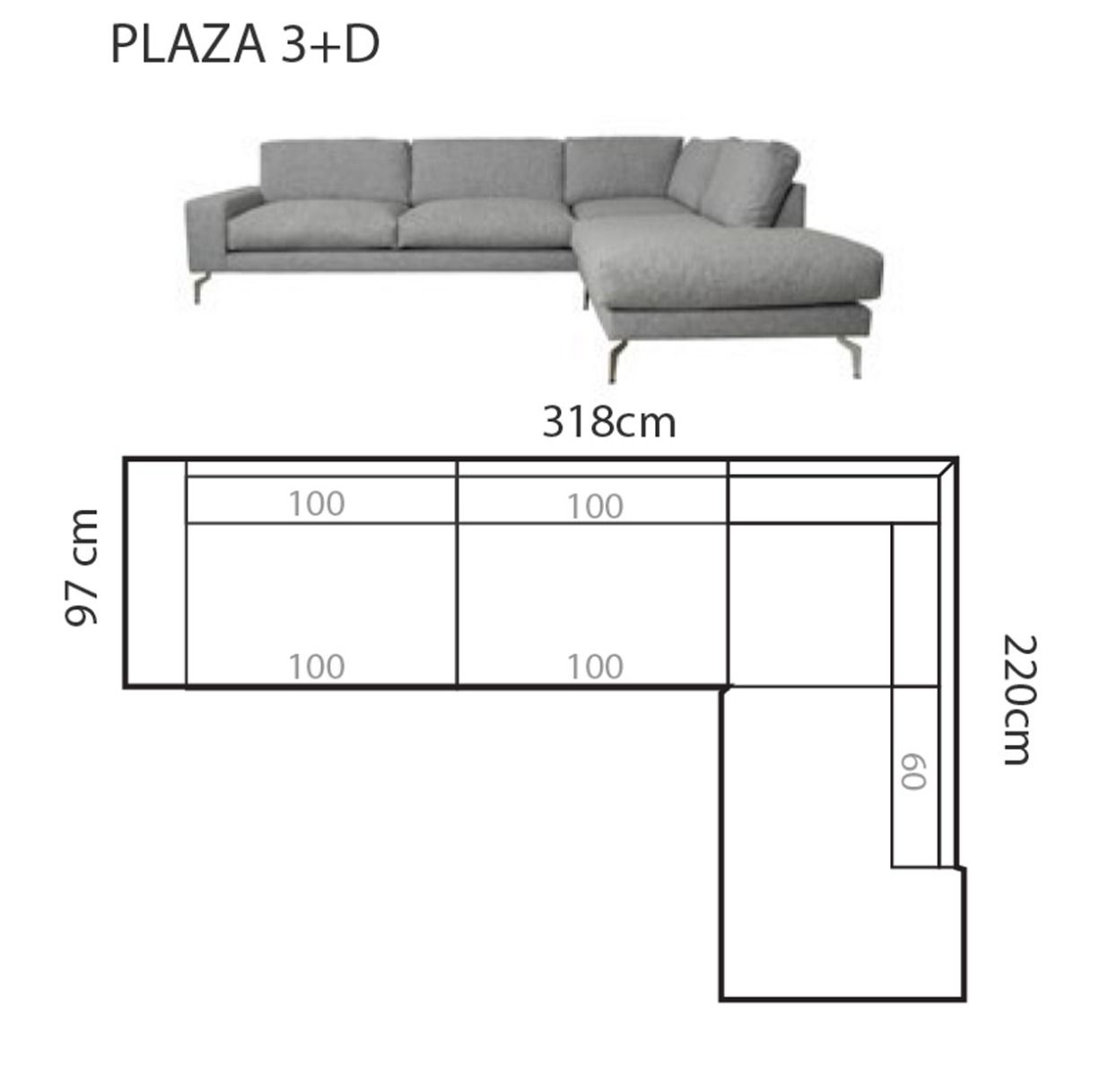 Plaza avokulmasohva 318cm, eri värejä