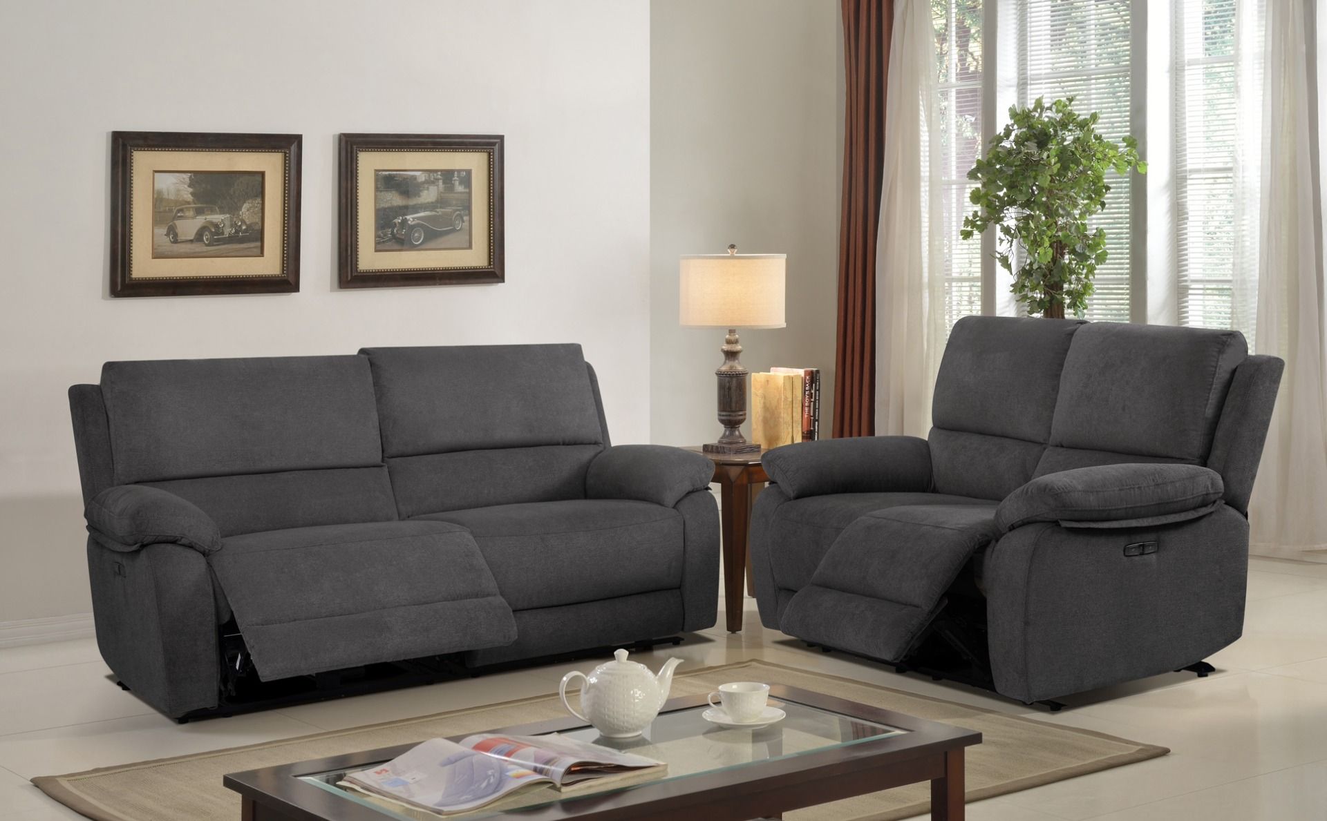 Portland 3+2 sohvakalusto harmaalla kangasverhoilulla