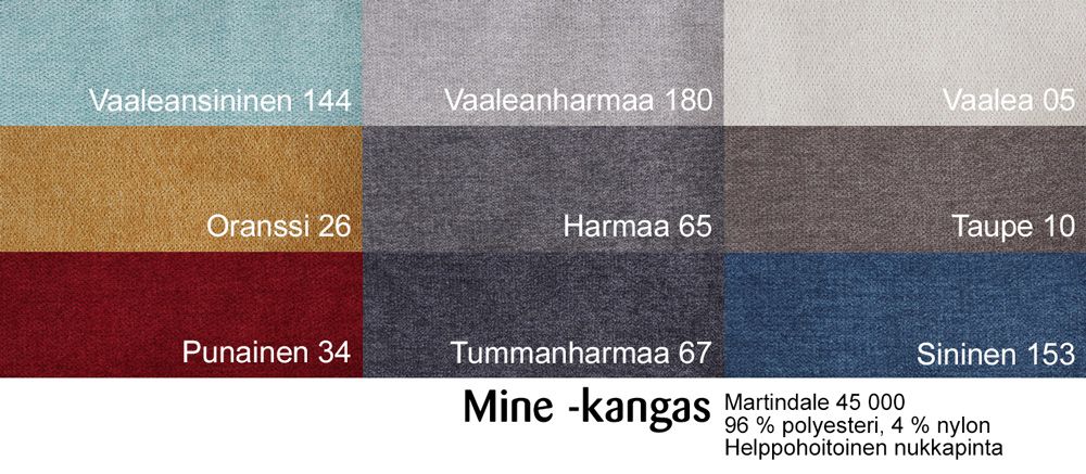 Porto avokulmasohva, eri värejä