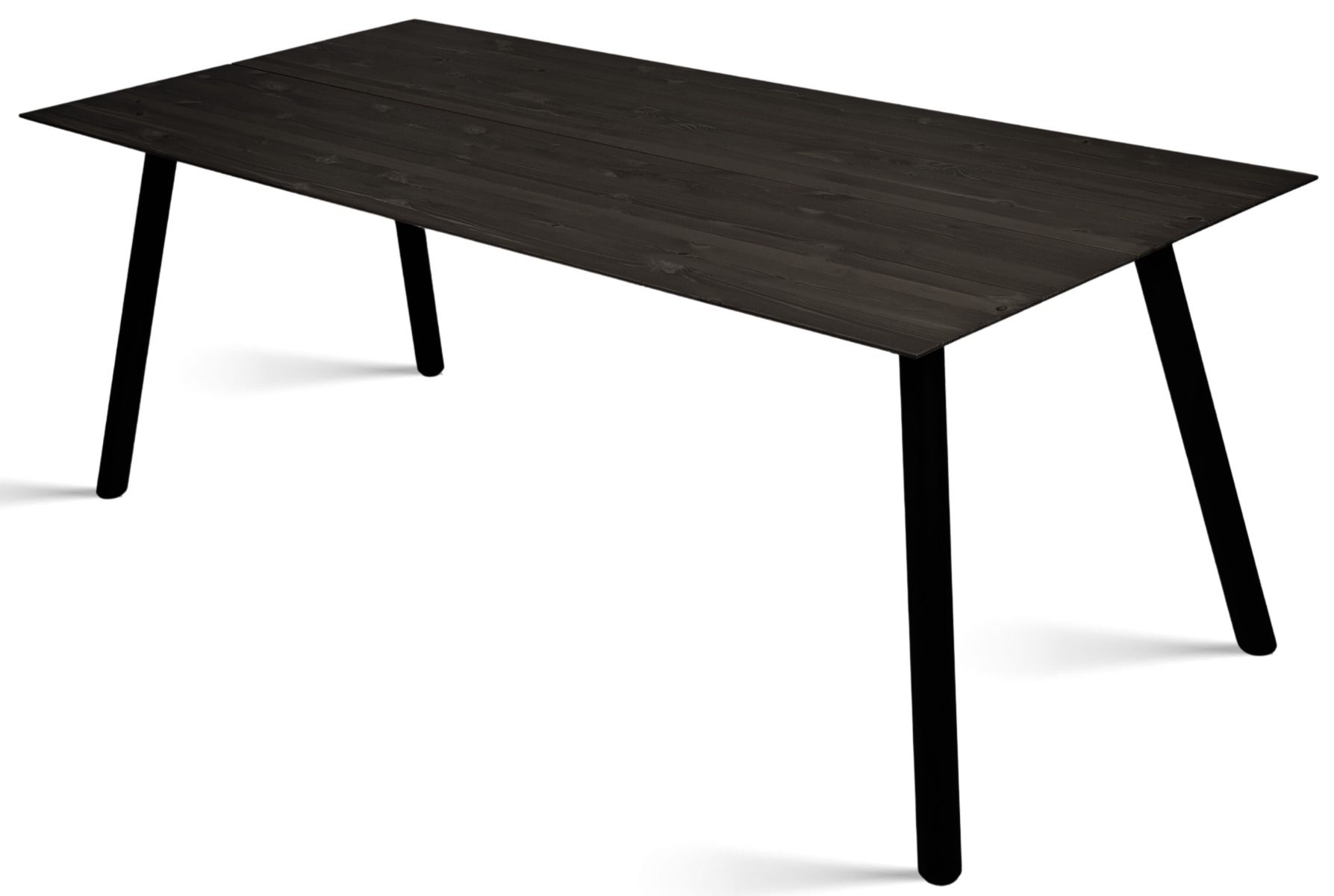 Musta kantinen iso ruokapöytä kuudelle hengelle